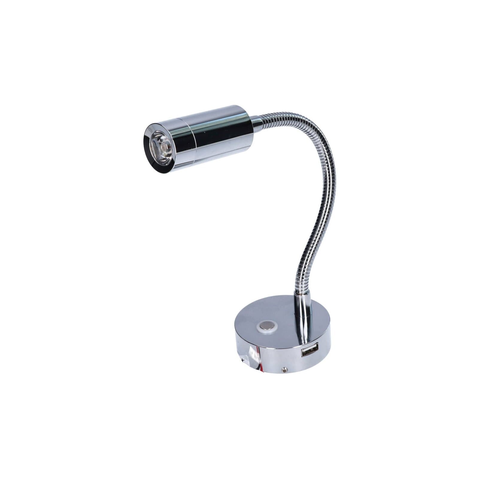 Lampka gooseneck chrom 30 cm z przyciskiem — widok 2