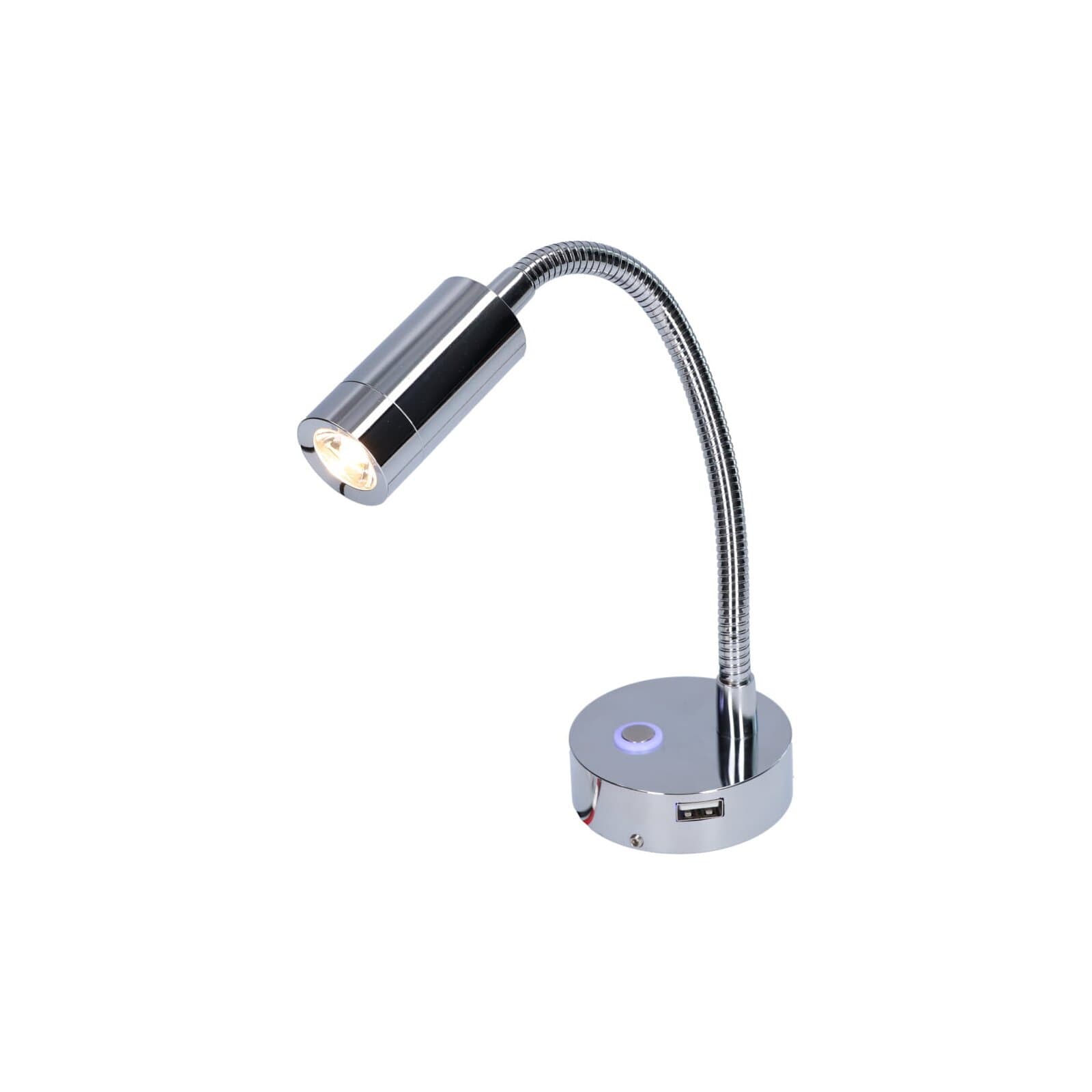 Lampka gooseneck chrom 30 cm z przyciskiem — widok 3
